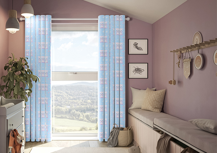 Little Bear, Blue Cotton - Made to Measure Curtains - Image 3